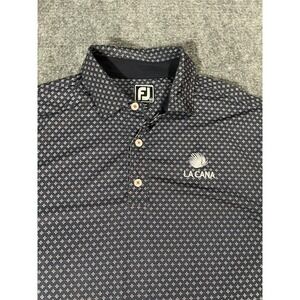 FootJoy Polo Shirt Mens XL Blue Geometric LACANA Golf Athletic Fit Performance